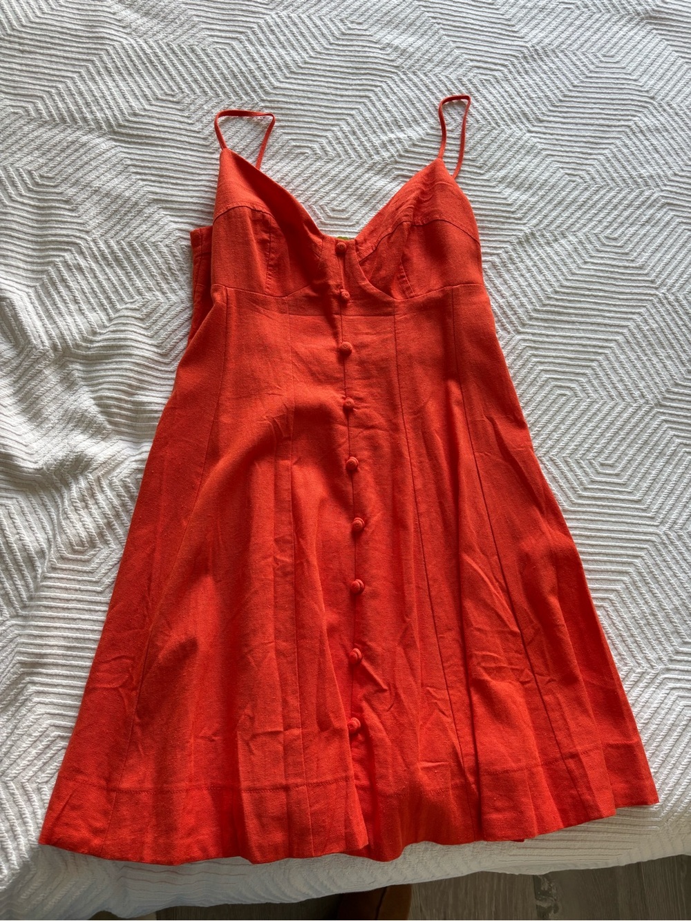 FARM Rio Orange-Red Button-Front Slip Dress